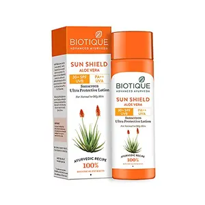 Biotique Sun Shield Aloe vera 30+ SPF UVB Sunscreen Ultra Protectective Lotion For Normal to Oily Skin 120ml
