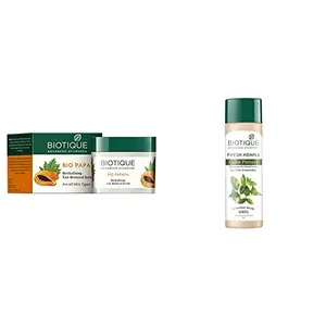 Biotique Bio Papaya Revitalizing Tan Removal Scrub 75g And Biotique Henna Leaf Fresh Texture Shampoo and Conditioner 190ml