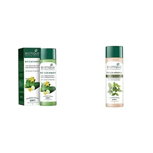 Biotique Bio Cucumber Pore Tightening Toner 120ml And Biotique Henna Leaf Fresh Texture Shampoo and Conditioner 190ml