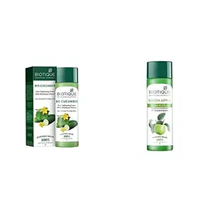 Biotique Bio Cucumber Pore Tightening Toner 120ml And Biotique Bio Green Apple Fresh Daily Purifying Shampoo And Conditioner 190ml