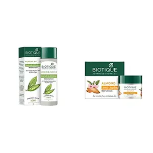 Biotique Morning Nectar Flawless Skin Lotion for All Skin Types 190ml And Biotique Bio Almond Soothing And Nourishing Eye Cream 15g