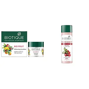 Biotique Bio Fruit Whitening Lip Balm 12g And Biotique Bio Wintercherry Lightening And Rejuvenating Body Nourisher 190ml