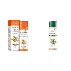 Biotique Bio Carrot Face & Body Sun Lotion Spf 40 Uva/Uvb Sunscreen For All Skin Types In The Sun 120Ml And Biotique Henna Leaf Fresh Texture Shampoo and Conditioner 190ml
