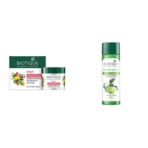 Biotique Bio Fruit Whitening And Depigmentation & Tan Removal Face Pack 75g And Biotique Bio Green Apple Fresh Daily Purifying Shampoo And Conditioner 190ml