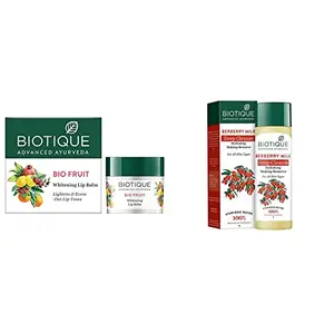 Biotique Bio Fruit Whitening Lip Balm 12g And Biotique Bio Berberry Hydrating Cleanser For All Skin Types 120Ml