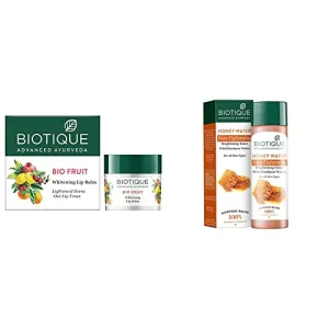 Biotique Bio Fruit Whitening Lip Balm 12g And Biotique Bio Honey Water Clarifying Toner 120ml
