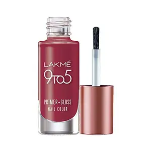 Lakme 9 to 5 Primer + Gloss Nail Colour Ruby Rush 6 ml