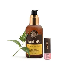 SoulTree Nutgrass Face Wash 120ml with Lotus & Kokum Butter Lip Balm 3.5gm - Value Pack