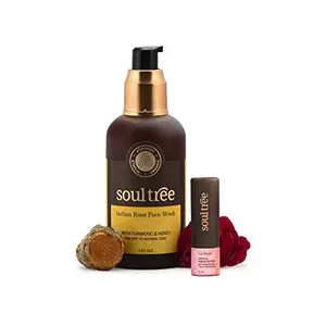 SoulTree Indian Rose Face Wash & Lotus and Kokum Butter Lip Balm Set