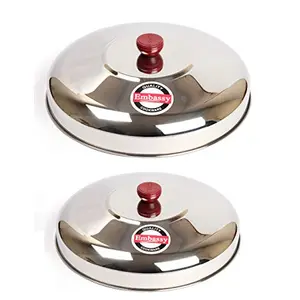 Embassy Stainless Steel Multipurpose Lid/Cover (Dosa Lid Cover for Utensils Tawas Kadhais Pots and Pans) Set of 2 (Size 1-22 cms and Size 2-26 cms)
