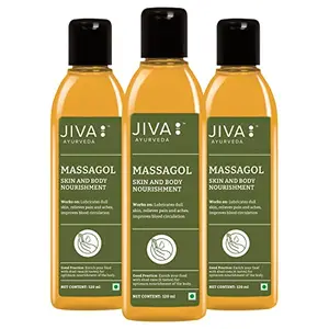 Jiva Massage Oil - 120 ml (Pack of 3) | Ayurvedic Massage Oil | Reduces Muscular Stiffness Pains & Useful in All Types of Massage