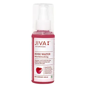 Jiva Rose Petal Water Plain - Natural Cleanser & Toner for All Skin Types - Cleanses Dirt & Toxins - pH Balancing Skin Toner - 100 ml - Pack of 1