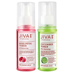 Jiva Skin Toner Combo - Rose Petal Water - 100 ml & Cucumber Water - 100 ml - Pack of 2 - Natural Toner For Skin Soothes Skin and Restores pH Balance