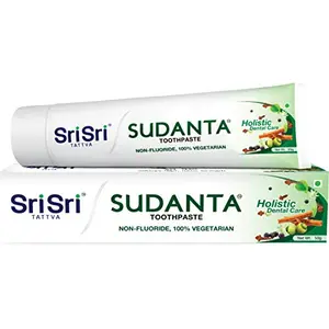Sri Sri Tattva Sudanta Herbal Toothpaste - All Natural Fluoride Free Tooth Paste with Cloves Charcoal Bakul & More - 50g (Pack of 1) for Kids and Adults