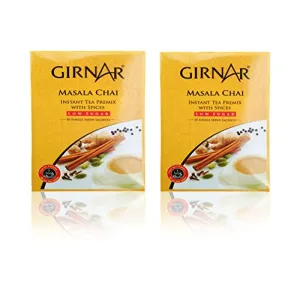 Girnar Instant Premix Masala Chai Low Sugar - 80 Grams 10 Sachets (Pack of 2)