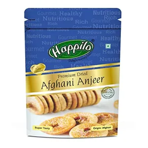 Happilo Premium Dried Afghani Anjeer 200g Pack | Dried Figs Ajnir | Rich source of Fibre Calcium & Iron | Low in calories and Fat Free | Non-GMO Dried Figs