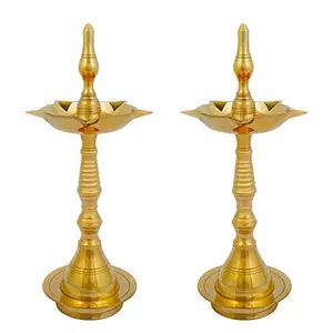 Traditional Kerala Brass Diya Lamp (25 x 10 x 10 CMS Gold Set of 2)