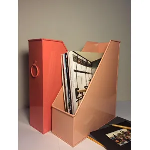 Peach Metal Magazine Holder (Set of Two) 33 x 10 x 33 cm