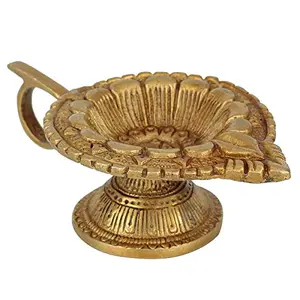 Indian Hindu Brass Oil Wick Handmade Lamp 4.5 inch