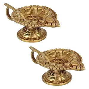 Indian Hindu Brass Oil Wick Handmade Lamp 4.5 inch