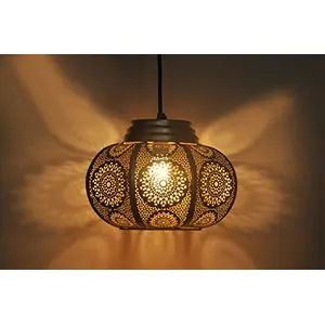 Gold Moroccan Zellige Drop Pendant Hanging Ceiling Light E - 14 Bulb Holder Without Bulb 23 x 23 x 18 cm