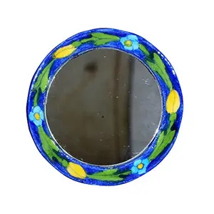 Light Blue & Ceramic Pottery Mirror