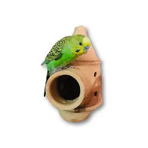 Mitti Clay Natural Nest House for Robin and Other Garden Birds Brown (for Sparrow Budgies and Finches for Bird Breeding)