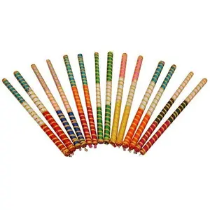 Multicolor Triranga Dandiya Garba Sticks with Lace for Navratri Celebration 14 Inches Big Size Pack of 6 Pair