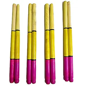 Sankheda Three Color Wooden Dandiya Sticks for Dance Garba Sticks for Navratri Celebration Large Size 14.4 Inches (Pack of 10 Pairs)