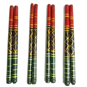 Multicolor Wooden Dandiya Sticks for Dance Garba Sticks for Navratri Celebration Large Size 14.4 Inches Pack of (1)