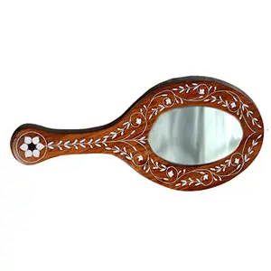 Wooden Handheld Mirror from - Hand Mirror Handheld Vanity Mirror Decorative Mirror Cosmetic Make Up Mirror(Brown)
