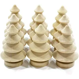 Wooden Christmas Tree Peg Dolls Party Cake Toppers Christmas Decoration Pack of 10