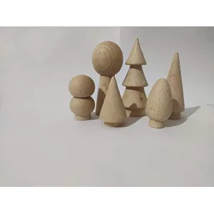 Wooden Trees Made f Wood (Set of 6)