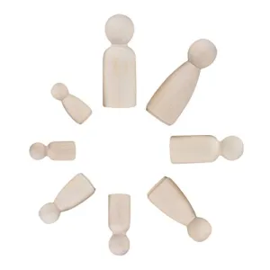 Beautifully Designed Wooden Family Peg Doll-Set of 8 Pieces