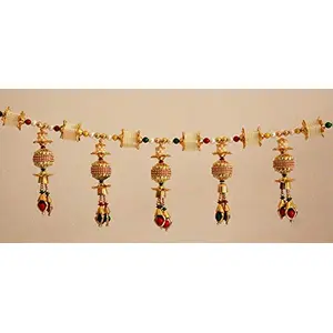 Traditional White Moti Zula Pearl Beads toran for Main Door Latest Home Decoration Hanging Handmade Bandarwal- 37 inch Length