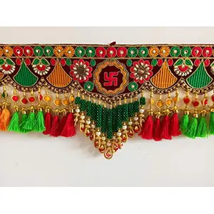 Traditional Multi Zula shubh labh Pearl Beads Handmade Door Hanging/Bandarwal/Toran for Door Traditional Bandarwal for Door 37" inch Length
