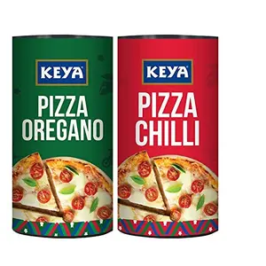 KEYA Pizza Seasoning Combo | Italian Pizza Oregano x 1 80 gm | Italian Pizza Chilli x 1 70 gm | Pack of 2