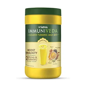 Saffola Immuniveda Golden Turmeric Milk Mix 400 g | Ayurvedic Immunity Booster Haldi Doodh | Healthy Drink for Kids & Adults