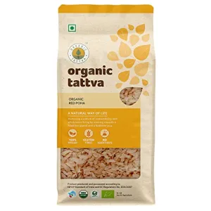 Organic Tattva 'Red Poha' All Natural Quality Health Food Flattened Rice/Atukulu Enriched with Dietary Fibers & Nutrients (500 g Pouch)