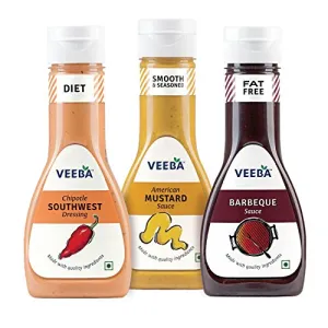 Veeba Chipotle Southwest Dressing 300g with American Mustard Sauce 310g and Barbeque Sauce 330g
