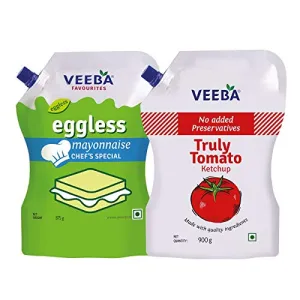 Veeba Eggless Mayonnaise Chef's Special 875 g & Truly Tomato Ketchup 900 g - Pack of 2