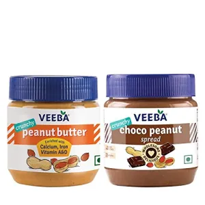 VEEBA Peanut Butter Crunchy & Choco Peanut Spread Crunchy Jar 2 X 340 g