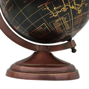 8" Unique Decorative black Antiique Look Geographic Educational Globe with Stand - Perfect for Home, Office & Classroom By Globes Hub