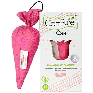 Mangalam CamPure Camphor Cone (Rose) - Room Car and Air Freshener & Mosquito Repellent (Pack Of 2)