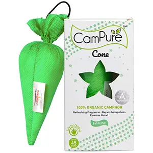 Mangalam CamPure Camphor Cone (Jasmine) - Room Car and Air Freshener & Mosquito Repellent (Pack Of 2)