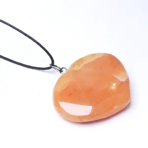 Stone Carnelian Heart Puff Pendant For Intimacy For Man, Woman, Boys & Girls- Color- Orange (Pack of 1 Pc.)