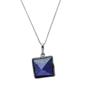 Stone Lapis Lazuli Pyramid Pendant For Man, Woman, Boys & Girls- Color- Multicolor (Pack of 1 Pc.)