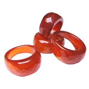 Stone Carnelian Faceted Ring, Color- Orange, For Men & Boys (Pack of 1 Pc.)