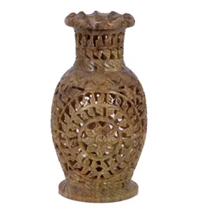 Soap Stone Carved Flower Vase (8cm X8cm X15cm)
