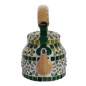 Hand Painted Mosaic Tea Kettle Steel Small: Green